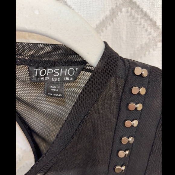 Top shop black sheer bodysuit with silver studs - Picture 3 of 3